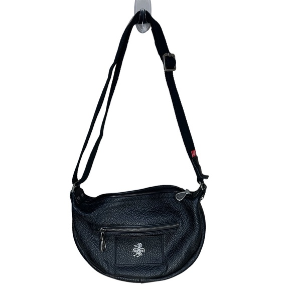 Orabird I am bird hobo black leather shoulder bag purse metal bird accent - Picture 5 of 9